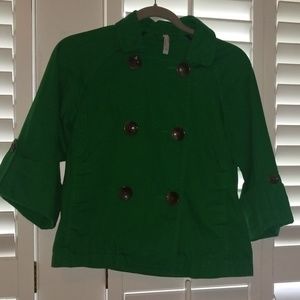 EUC Cropped Twill Peacoat in Kelly Green